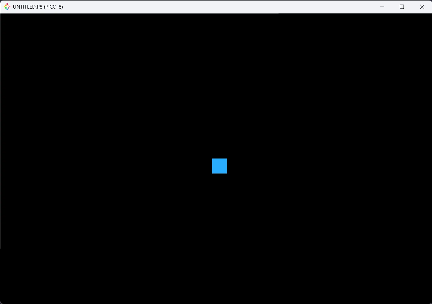 Capture d’écran d’un jeu PICO-8 avec un carré bleu