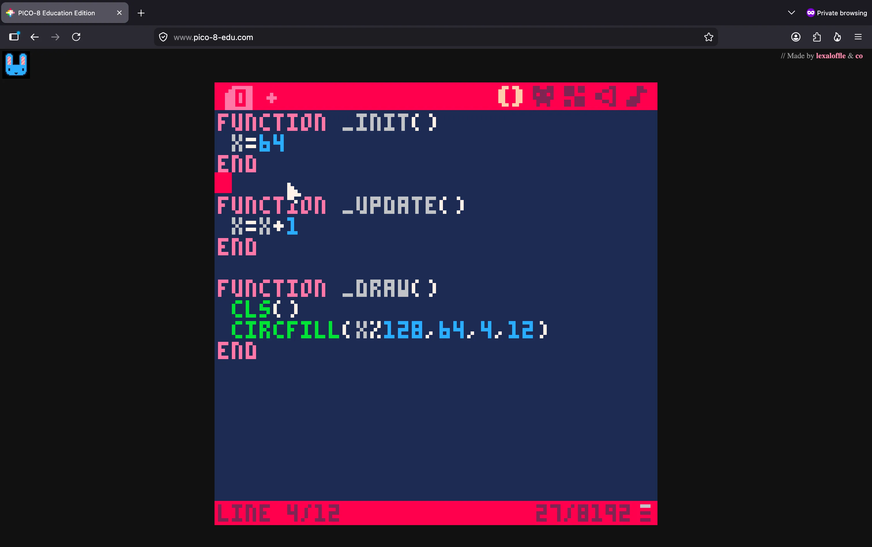 L'éditeur de code de PICO-8