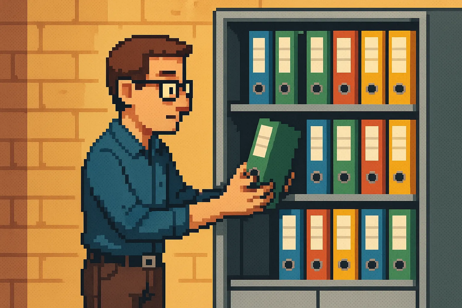 Un vigile à l'entrée d'une boite de nuit, pixel art