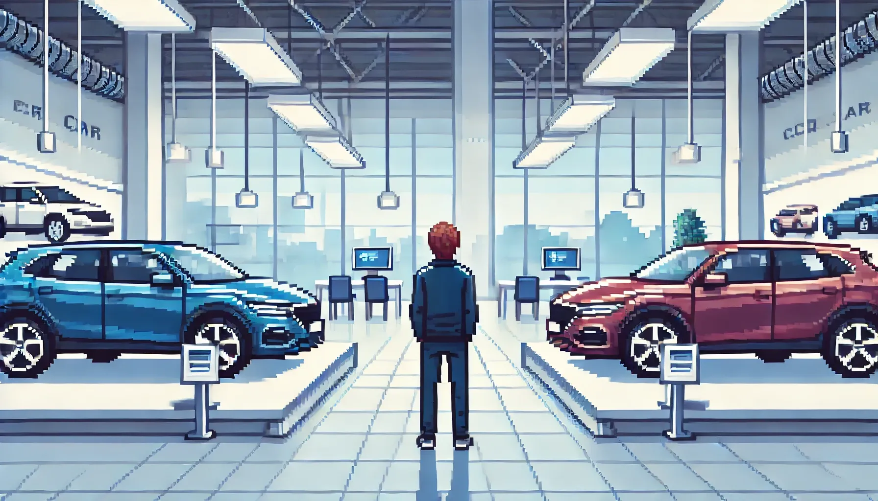 Un vigile à l'entrée d'une boite de nuit, pixel art