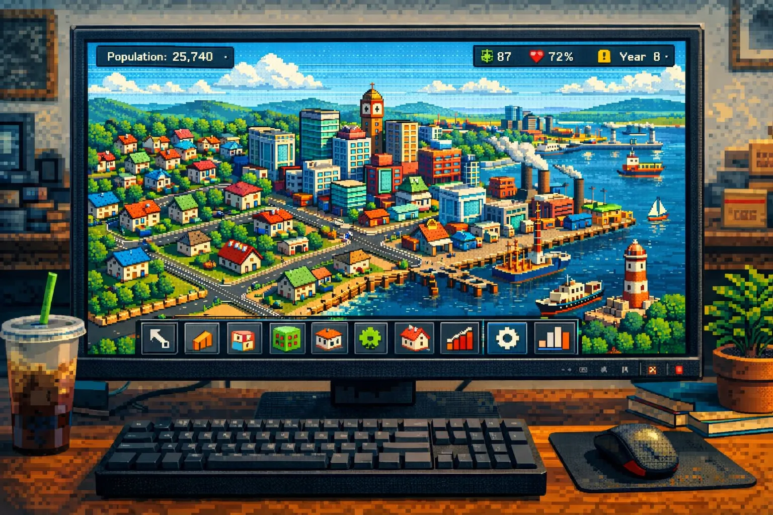 Capture d'écran du Dev Log #1 du city builder, pixel art